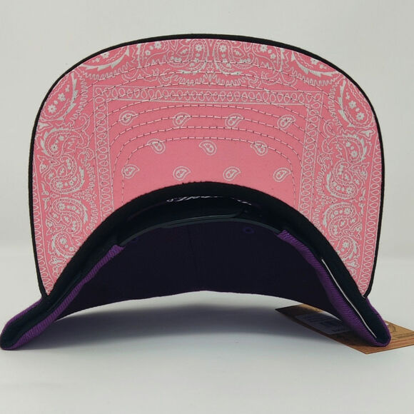 MITCHELL & NESS Los Angeles Clippers Snapback Purple Grape Paisley Pink Brim Hat - Picture 2 of 6